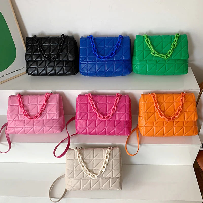 Women Evening Clutch Plaid Messenger Shoulder Chain Bags Handbags