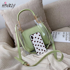 Jelly Transparent Bag Women's Bucket Bag PVC Clear Bag High Handbags Bolsa Femin