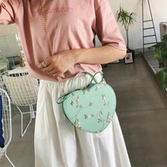 Heart Embroidery Shoulder Bag for Women, Peach Heart Design