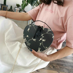 Heart Embroidery Shoulder Bag for Women, Peach Heart Design