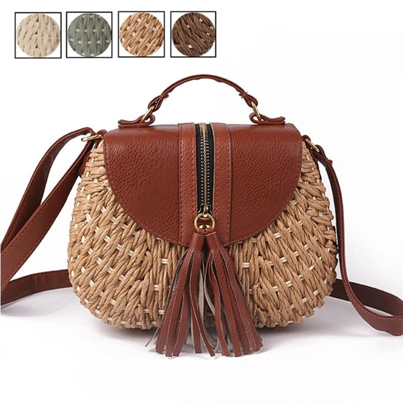 Bohemian Tassel Straw Beach Shoulder Bags