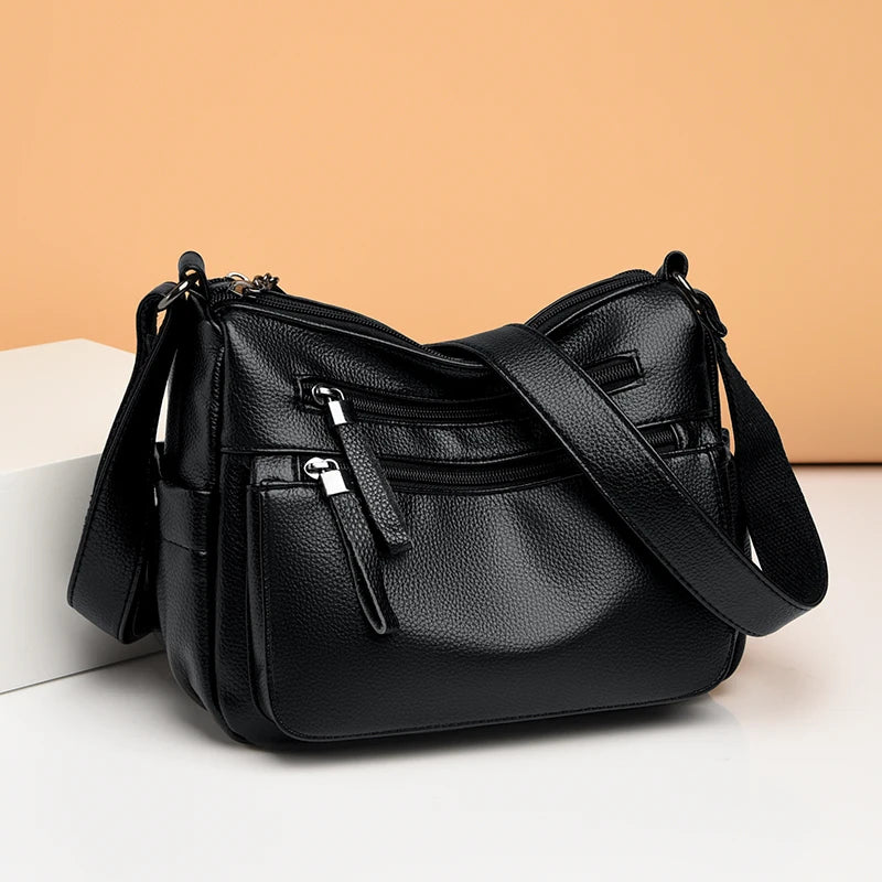 Fashionable Leather Handbag Large Capacity Crossbody Shoulder Bag