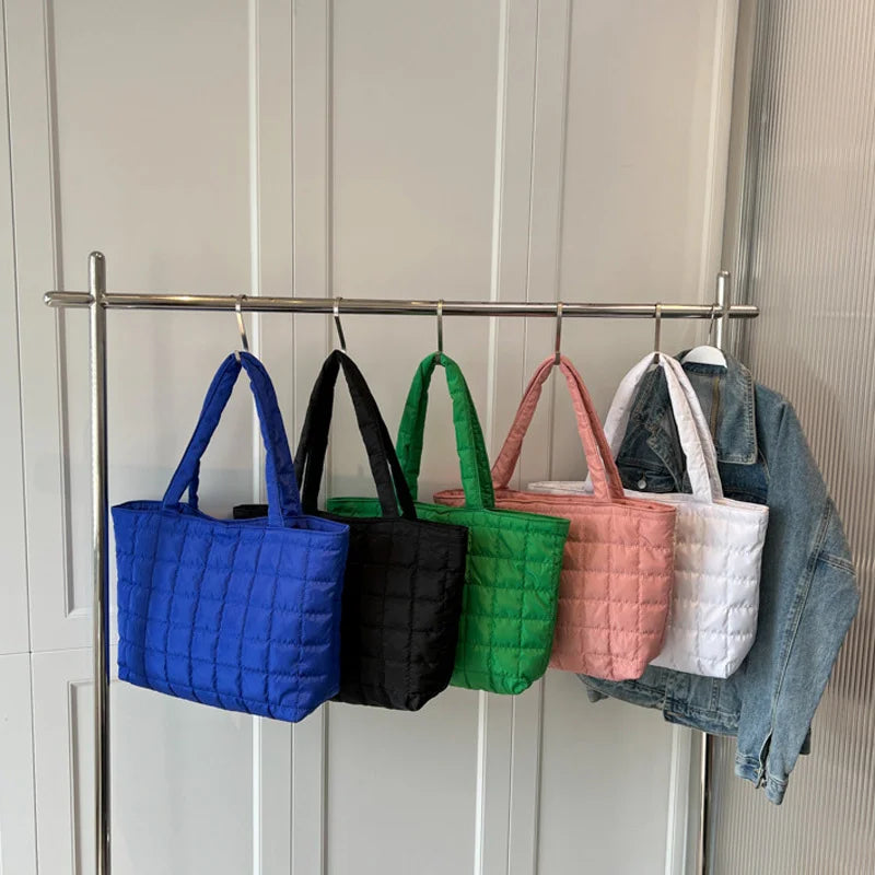 Large Capacity Winter Shoulder Bag Solid Nylon Handbags