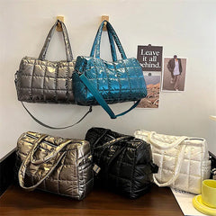 Large Capacity Winter Women's Down Fabric Shoulder Bag