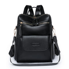 Casual Leather Backpack for Women Large Capacity Travel Bag