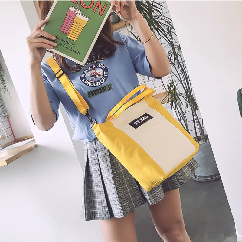 Canvas Women's Shoulder Bag Large Capacity Zipper Messenger Bag