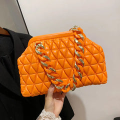 Thick Chain Crossbody Bags Female Orange Yellow Shoulder Bags Tote Evening Clutc