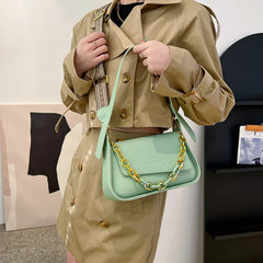 Purple Women's Shoulder Bag Handbag Wide Strap Crossbody Bag