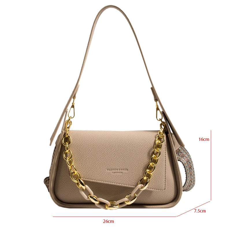 Purple Women's Shoulder Bag Handbag Wide Strap Crossbody Bag