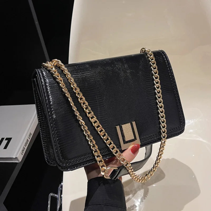 Women Chain Crossbody Bags Clutch PU Leather Shoulder Bag Orange Green Messenger