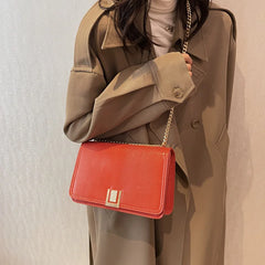 Women Chain Crossbody Bags Clutch PU Leather Shoulder Bag Orange Green Messenger