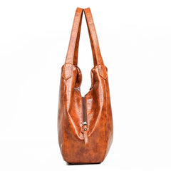 Vintage Pu Leather Bucket Shoulder Bag Women Large Capacity Messenger Bag