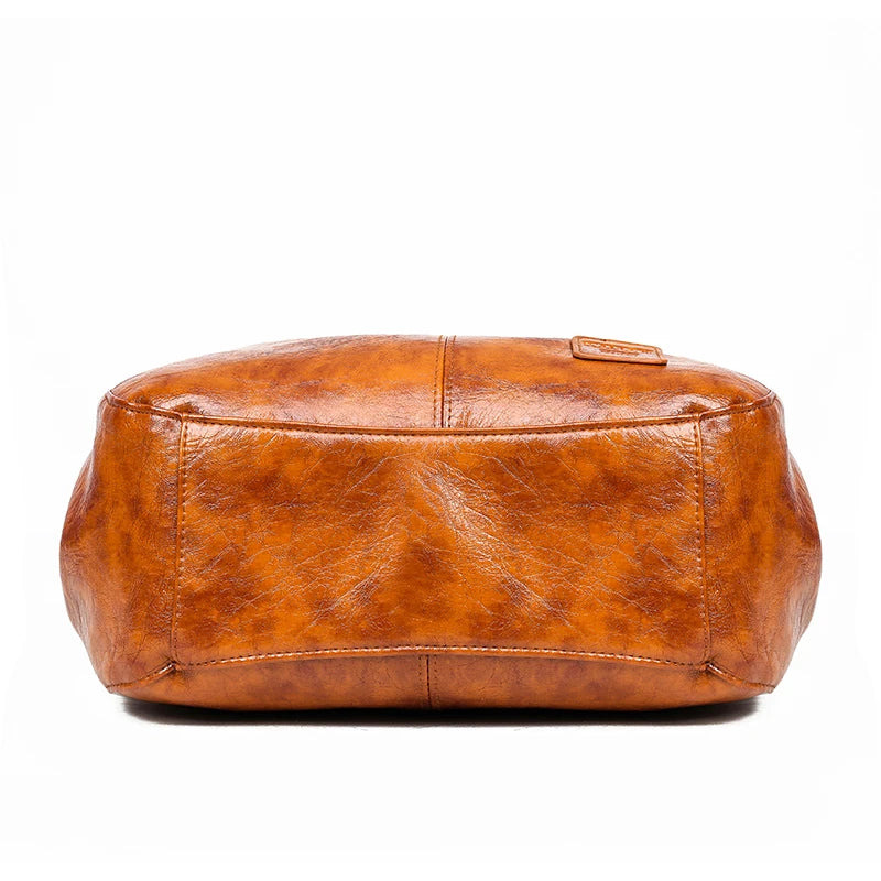 Vintage Pu Leather Bucket Shoulder Bag Women Large Capacity Messenger Bag