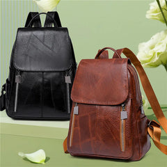 Waterproof PU Leather Backpack Large Capacity
