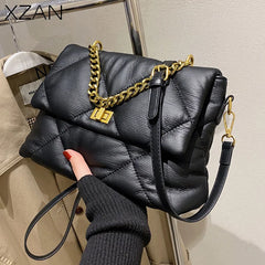 Vintage Rhombus Messenger Bag Soft Leather Chain Bag