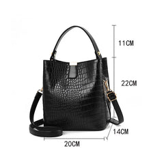 Crocodile Pattern Bucket Bag Women Shoulder Messenger PU Purse