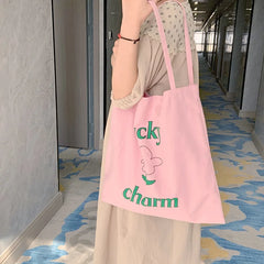 Pink Flower Shoulder Bag Large Capacity Tote
