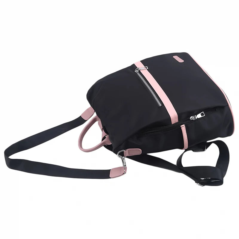 Casual Oxford Leather Backpack Women Zipper Shoulder Bag