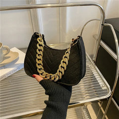 Casual Texture Retro Chain One Shoulder Underarm Bag Handbag for Women