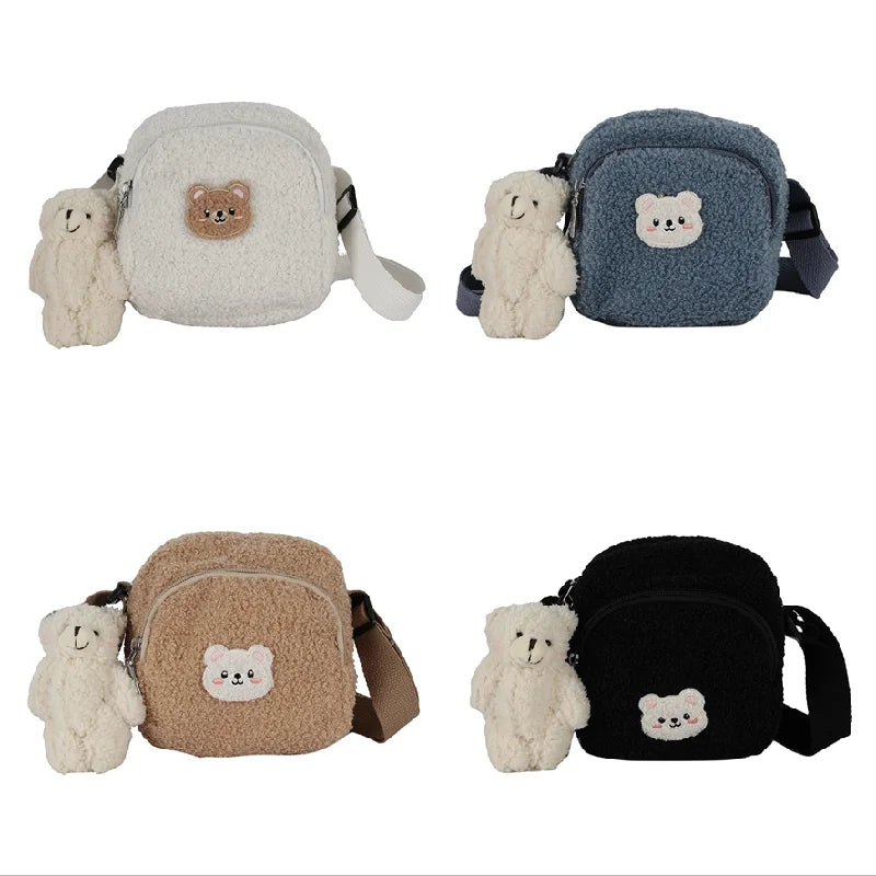 Bear Messenger Bag Women Plush Shoulder Bag