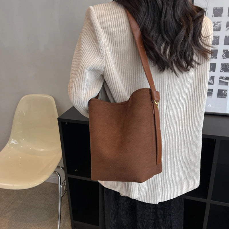 Women Shoulder Bags Girls Crossbody PU Winter High Capacity Daily Bucket