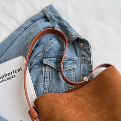 Women Shoulder Bags Girls Crossbody PU Winter High Capacity Daily Bucket