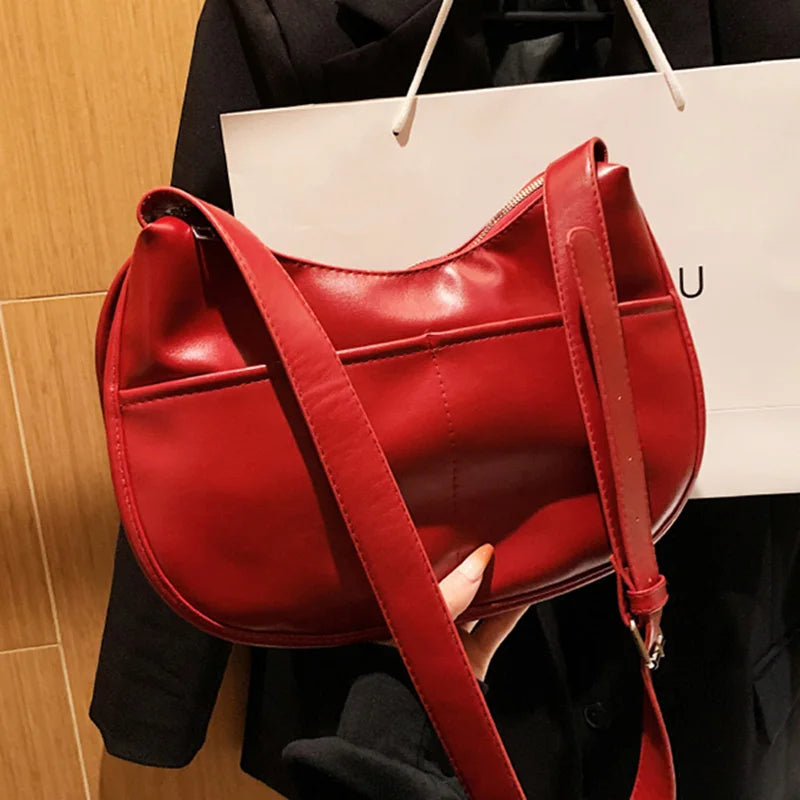 Women Dumpling Bags Large Capacity Shoulder Bag PU Leather Crossbody Bags