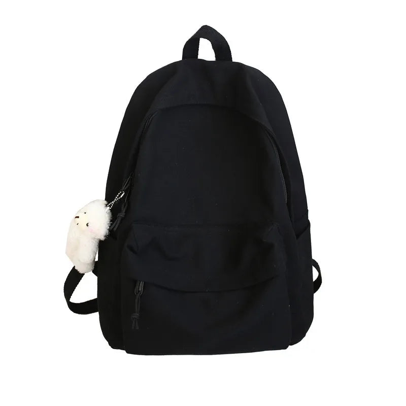 Canvas Backpack Women'S Solid School Bag