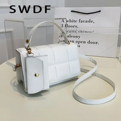Plaid PU Leather Crossbody Shoulder Bag Clutch Handbag with Purse