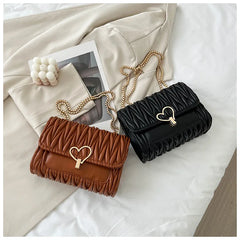 Heart Lock Shoulder Bag Chain Crossbody Bag PU Leather Party Bag