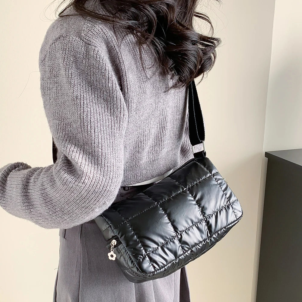 Women's Nylon Shoulder Bag Solid Handbag Crossbody Phone Bag