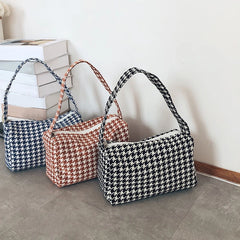 Vintage Plaid Shoulder Bag Casual Small Crossbody Handbag