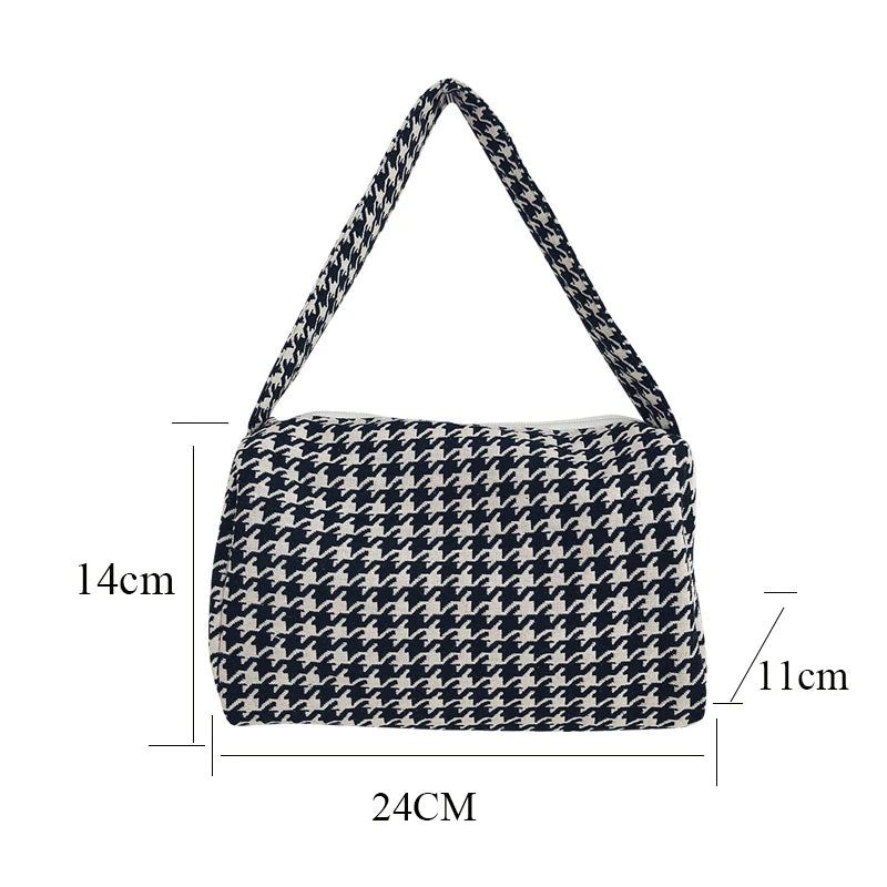 Vintage Plaid Shoulder Bag Casual Small Crossbody Handbag