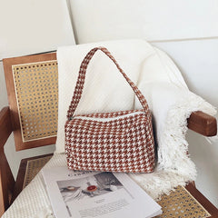 Vintage Plaid Shoulder Bag Casual Small Crossbody Handbag