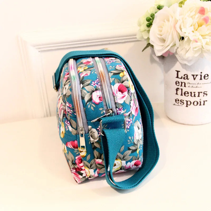 Floral Multicolor Printed Canvas Messenger Bag
