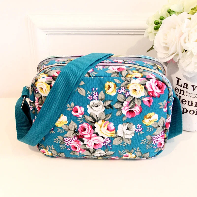Floral Multicolor Printed Canvas Messenger Bag