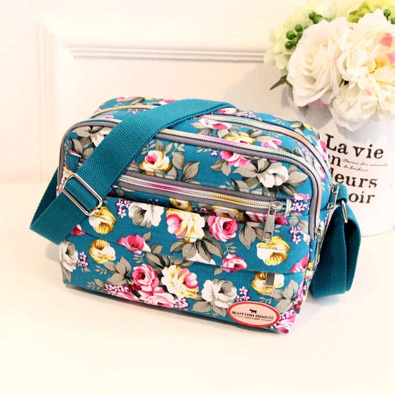 Floral Multicolor Printed Canvas Messenger Bag