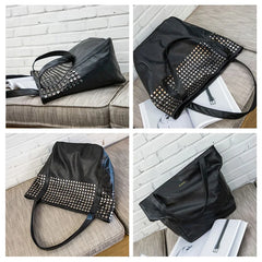 Rivet Women Pu Leather HandBags Larger Capacity Famous Shoulder Bag