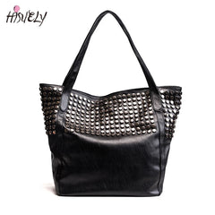Rivet Women Pu Leather HandBags Larger Capacity Famous Shoulder Bag