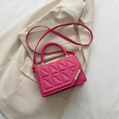 Plaid Leather Shoulder Bag for Women