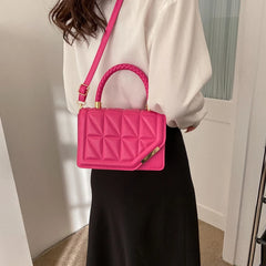 Plaid Leather Shoulder Bag for Women