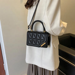 Plaid Leather Shoulder Bag for Women