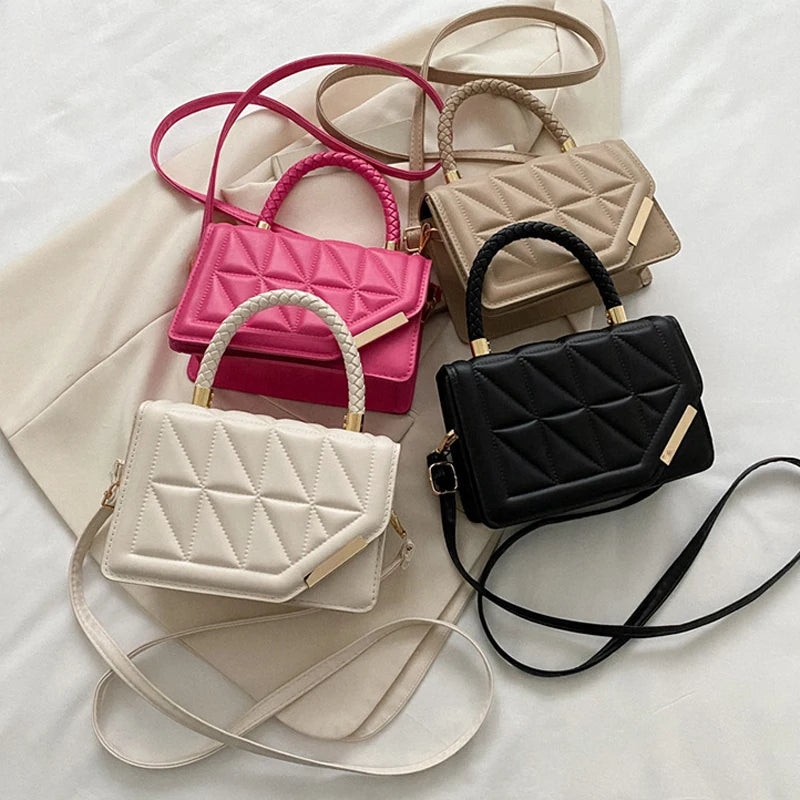 Plaid Leather Shoulder Bag for Women