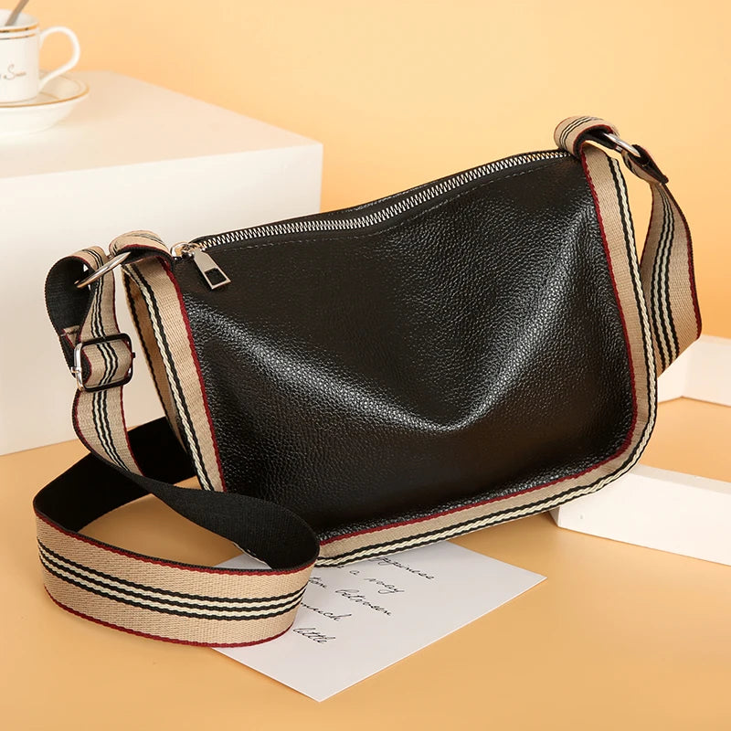 PU Leather Women Pillow Handbags Wide Strap Shoulder Bags