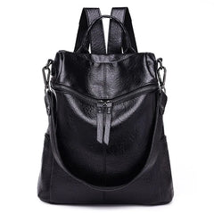Women's PU Leather Backpack for Teenage Girls School Shoulder Bag
