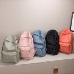Women Nylon Backpack Preppy Style Solid Large Handbags School
