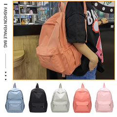 Women Nylon Backpack Preppy Style Solid Large Handbags School