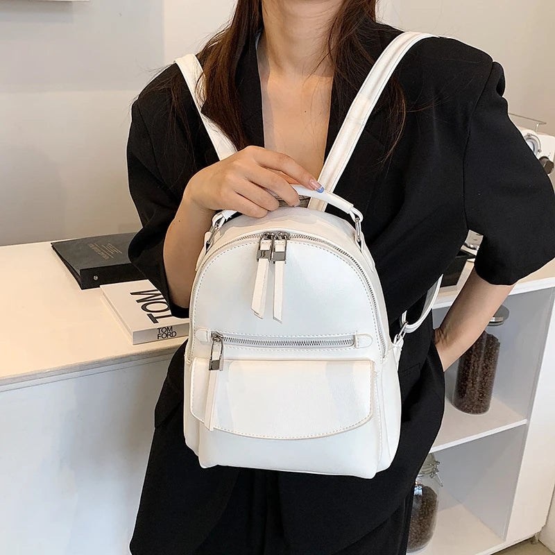 Leather School Travel Backpack for Women