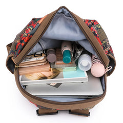 Flower Pattern Woman Backpack Ladies Casual Rucksack High Girls Bagpack