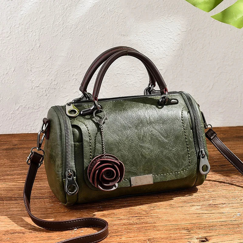 Flowers Pendant Handbag Women's Boston Bags Single Shoulder Bag